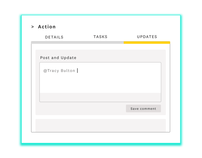 Commenting on actions and tagging people